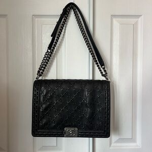 Authentic Large Paris-Dallas Chanel Whipstitch Boy Flap Bag
